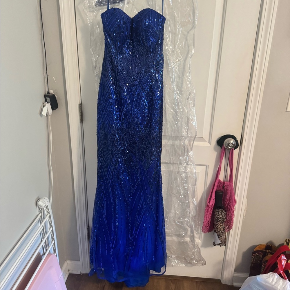Madison James Cobalt Blue Strapless prom dress size 0